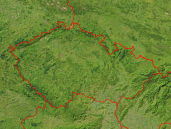Czech Republic Satellite + Borders 800x600